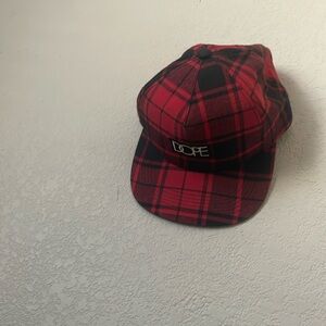 Red and black dope hat